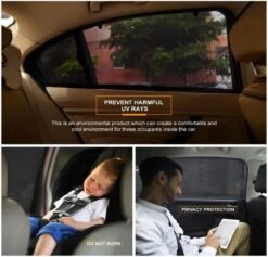 Merkloos 2 Stuks Auto-zonnescherm SPF 30+ Groot Voor Babyblok UV-stralen - Bescherm Uw Kinderen En Dieren – Zwart -Babyproducten 1200x1152 18