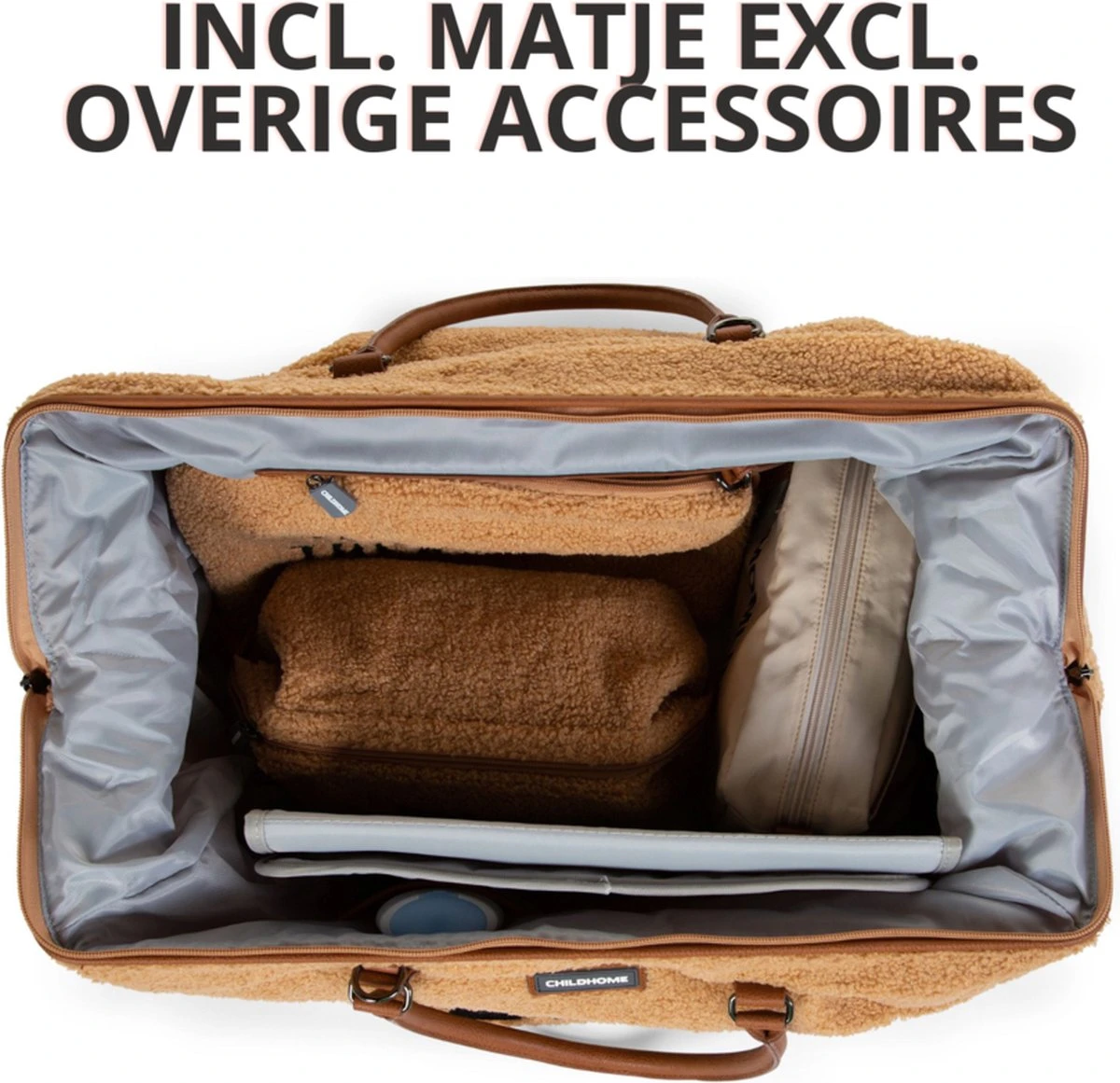Childhome Mommy Bag Groot - Teddy - Beige 5 Childhome Mommy Bag Groot - Teddy - Beige - Afbeelding 3