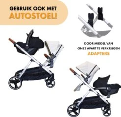 Deryan Evy Kinderwagen - Duo Kinderwagen - Uitbreidbaar - Inclusief Reiswieg - Creme -Babyproducten 1200x1161 5