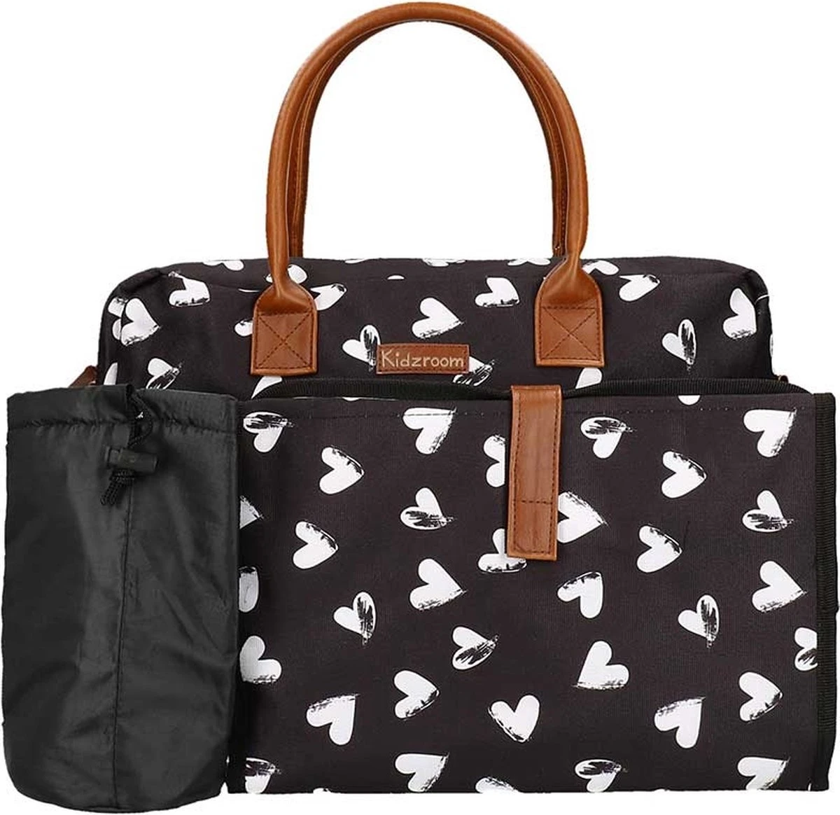 Kidzroom Black And White Luiertas - Zwart - Ophanglussen Kinderwagen - Verschoonmatje - Verstelbare Schouderband 6 Kidzroom Black And White Luiertas - Zwart - Ophanglussen Kinderwagen - Verschoonmatje - Verstelbare Schouderband - Afbeelding 4