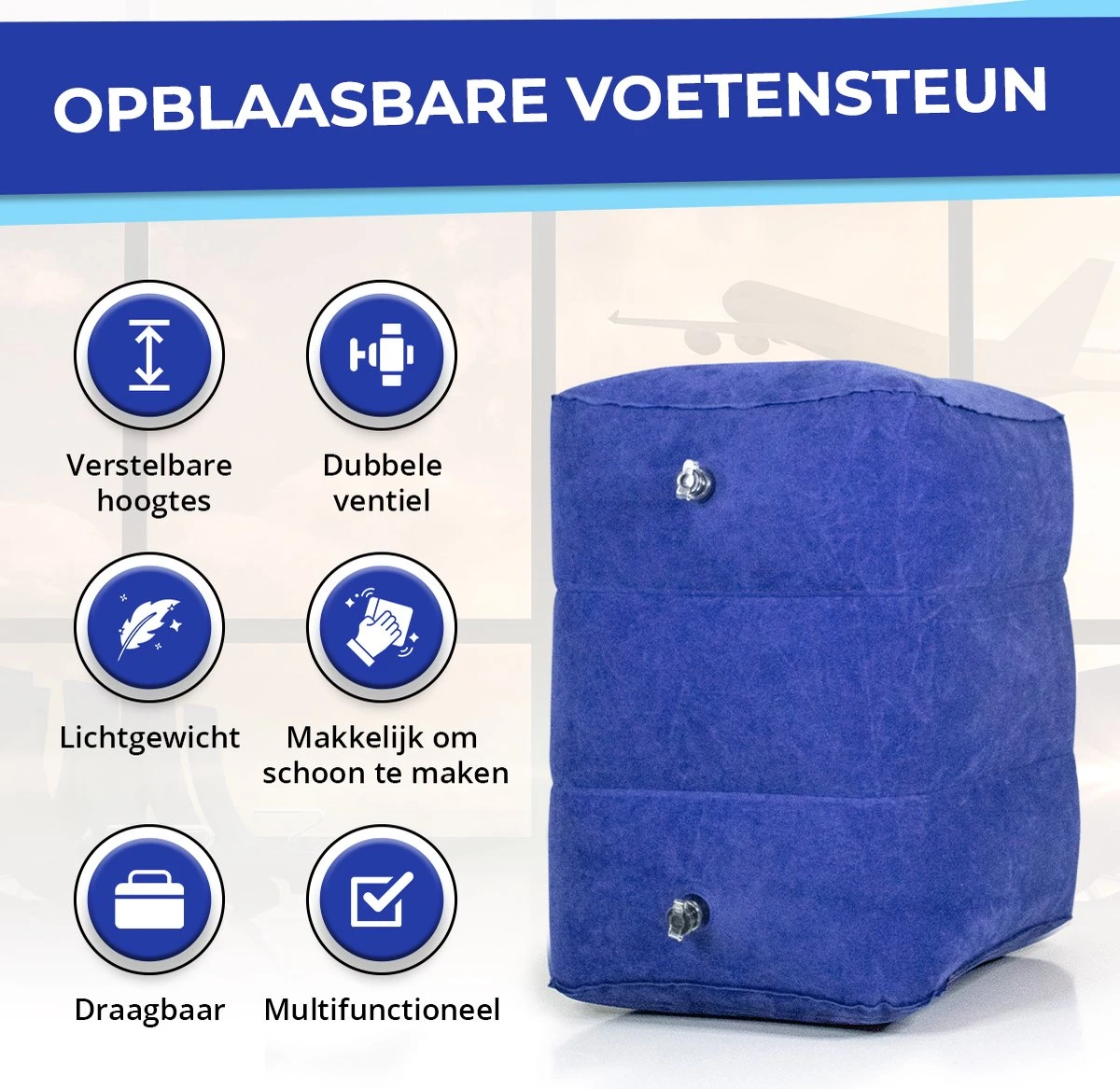 Merkloos Voetensteun - Vliegtuigbedje - Premium Quality XL - Reisbedje - Met Speciale Draagtas - Vliegtuig Kussen - Voetenbankje Of Poef - Met Slaapmasker & Pomp - Grijs 8 Merkloos Voetensteun - Vliegtuigbedje - Premium Quality XL - Reisbedje - Met Speciale Draagtas - Vliegtuig Kussen - Voetenbankje Of Poef - Met Slaapmasker & Pomp - Grijs - Afbeelding 6