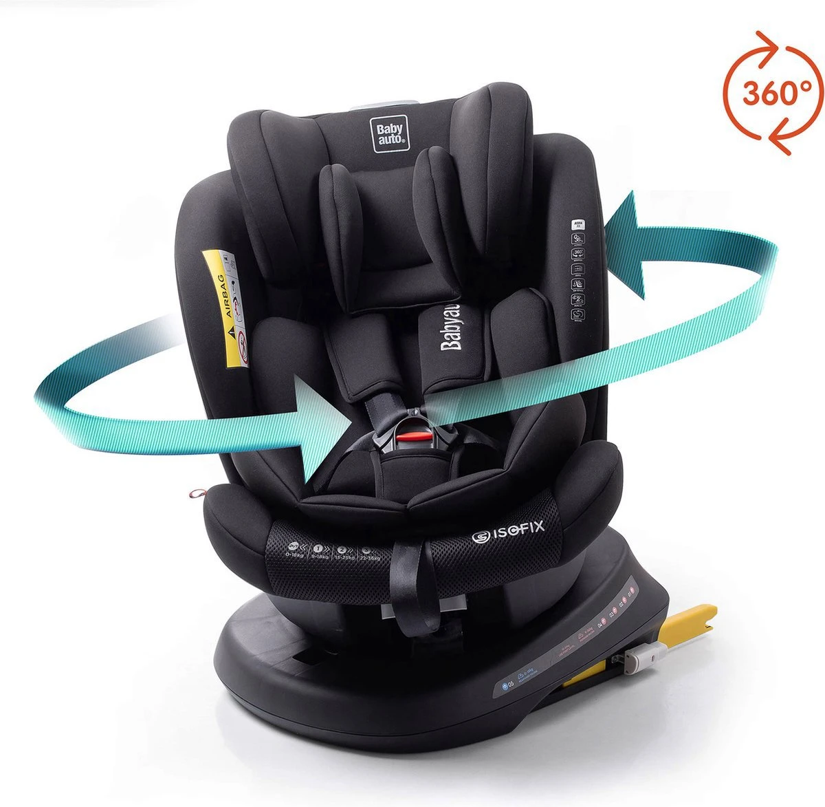Autostoel Babyauto Rodia 360° Met Isofix - Groep 0+/1/2/3 Zwart (0-36kg) 5 Autostoel Babyauto Rodia 360° Met Isofix - Groep 0+/1/2/3 Zwart (0-36kg) - Afbeelding 3