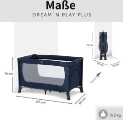 Hauck Dream N Play Plus Campingbedje Set - Met Matras En Muggennet - Navy -Babyproducten 1200x1173 4