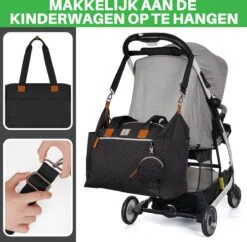 Brisby Slijtvaste Luiertas - Verzorgingstas Groot -Zwart - Inclusief Verschoonmatje - Isoleervakken - Fopspeen Houder - Makkelijk Te Bevestigen Aan De Kinderwagen -Babyproducten 1200x1174 11
