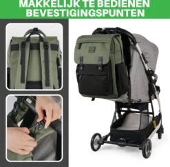 Brisby Slijtvaste Luiertas – Verzorgingstas - Two Tone Groen En Zwart - Inclusief Verschoonmatje - Isoleervakken - Met Geïntegreerde Kinderwagen Haken -Babyproducten 1200x1174 9