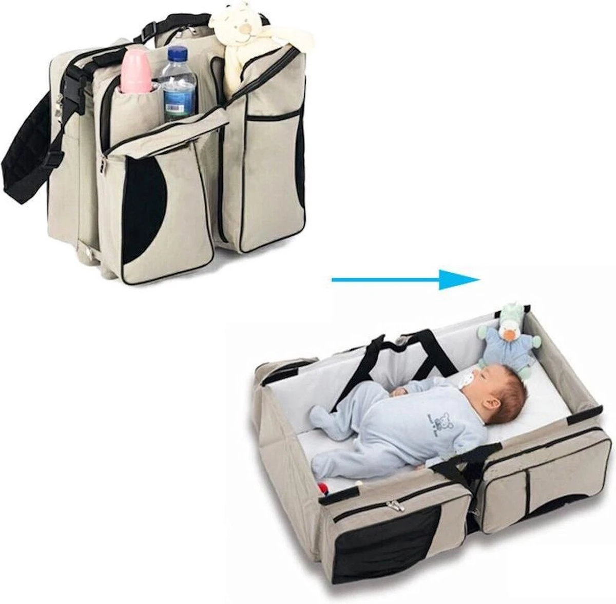 Merkloos Decopatent® Baby Bed - Luiertas - Reisbedje Voor Baby’s En Kleuters - Opvouwbare Reiswieg - Reisbed Met Matras - Reistas - Creme 6 Merkloos Decopatent® Baby Bed - Luiertas - Reisbedje Voor Baby’s En Kleuters - Opvouwbare Reiswieg - Reisbed Met Matras - Reistas - Creme - Afbeelding 4
