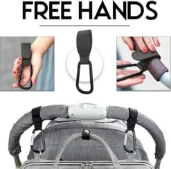 BOTC Kinderwagen Tassenhaakjes - Leer - Haakjes Voor Tassen - Set Van 2 - Leather - Extra Stevig - Buggy Haakjes - Zwart -Babyproducten 1200x1186