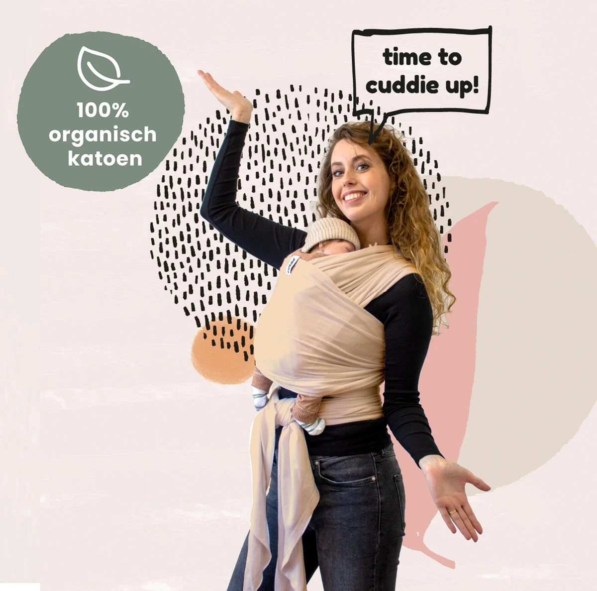 Cuddie Baby Draagdoek - Premium Organic Baby Draagdoek Gemaakt Van Bio Katoen - Newborns Tot 15 Kg - Baby Cadeau - Met Wenskaart - Sand 3 Cuddie Baby Draagdoek - Premium Organic Baby Draagdoek Gemaakt Van Bio Katoen - Newborns Tot 15 Kg - Baby Cadeau - Met Wenskaart - Sand