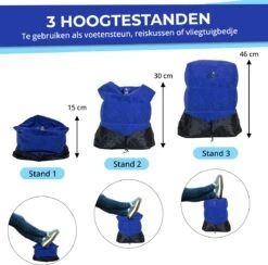 Merkloos Voetensteun - Vliegtuigbedje - Premium Quality - Reisbedje - 3 Hoogtestanden - Vliegtuig Kussen - Voetenbankje Of Poef - Met Opbergzakje & Pomp - Grijs -Babyproducten 1200x1187 6