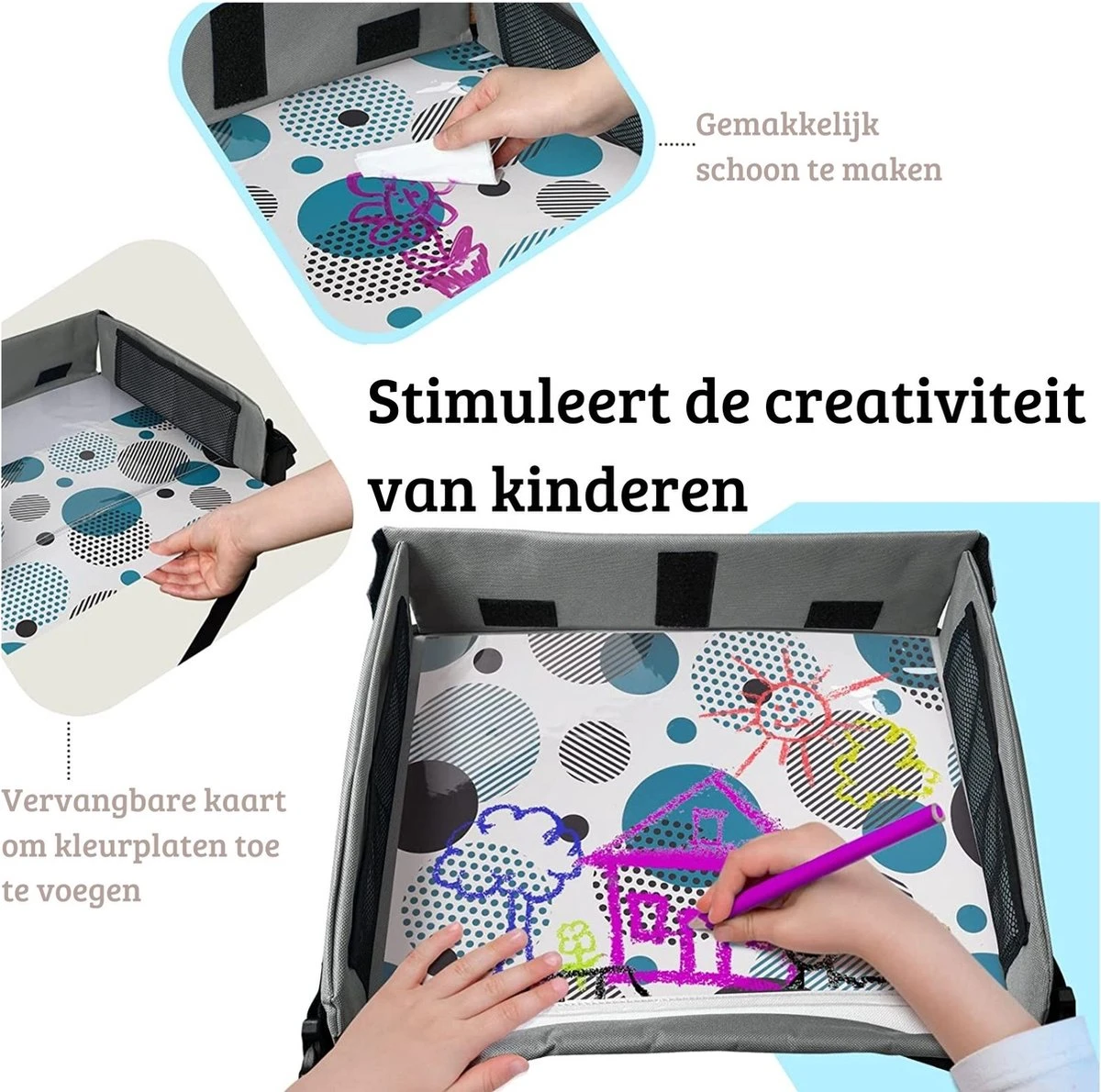 Premium Reistafel Voor Kinderen - Inclusief Tablethouder + Gratis Draagtas En Potloden - Auto Organizer - Playtray - Opvouwbaar - Speeltafel Auto - Tekentafel Auto - Grijs 4 Premium Reistafel Voor Kinderen - Inclusief Tablethouder + Gratis Draagtas En Potloden - Auto Organizer - Playtray - Opvouwbaar - Speeltafel Auto - Tekentafel Auto - Grijs - Afbeelding 2