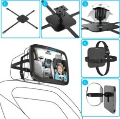 Adabol Autospiegel Baby – Achteruitkijkspiegel – Veiligheid – Baby Autospiegel – Kinderspiegel – Baby On Board -Babyproducten 1200x1191