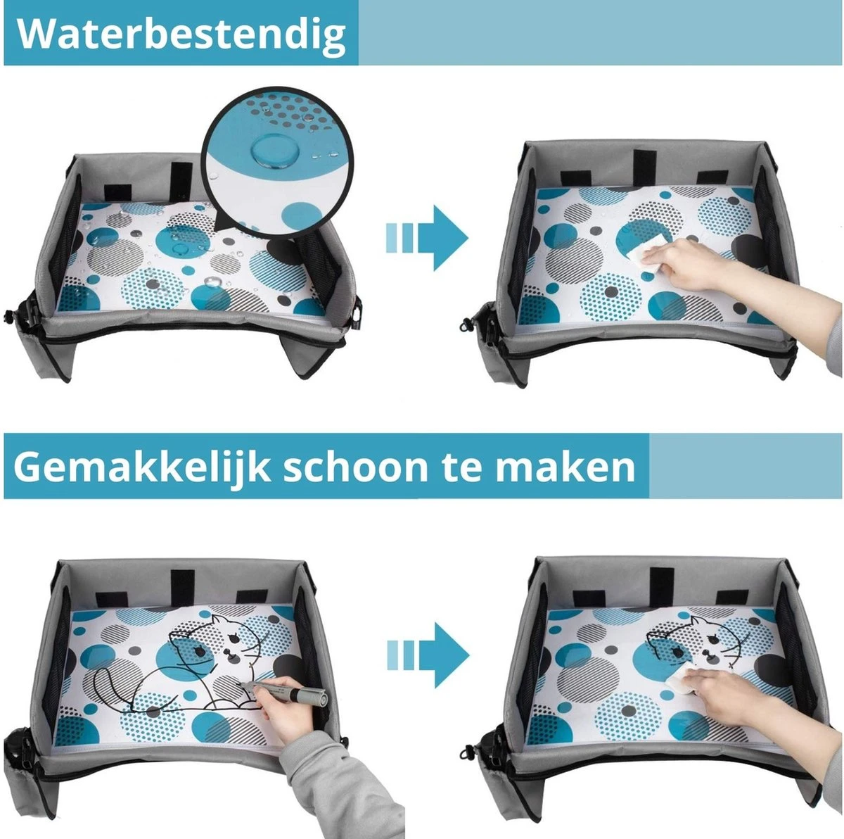 Premium Reistafel Voor Kinderen - Inclusief Tablethouder + Gratis Draagtas En Potloden - Auto Organizer - Playtray - Opvouwbaar - Speeltafel Auto - Tekentafel Auto - Grijs 6 Premium Reistafel Voor Kinderen - Inclusief Tablethouder + Gratis Draagtas En Potloden - Auto Organizer - Playtray - Opvouwbaar - Speeltafel Auto - Tekentafel Auto - Grijs - Afbeelding 4