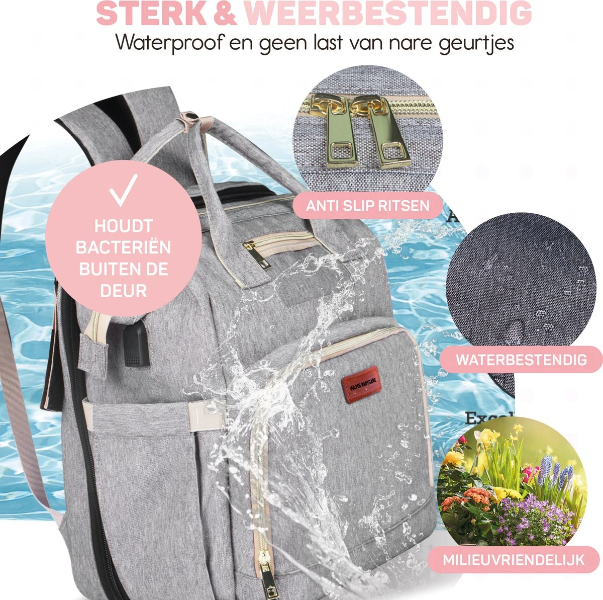 Vulpes BabyCare® Luiertas Rugzak - Luiertassen Met Babybed - Grote Luiertas Met Wieg- Luiertas Verzorgingstas Met Babybedje - Verzorgingsrugzak - Grijs 14 Vulpes BabyCare® Luiertas Rugzak - Luiertassen Met Babybed - Grote Luiertas Met Wieg- Luiertas Verzorgingstas Met Babybedje - Verzorgingsrugzak - Grijs - Afbeelding 12