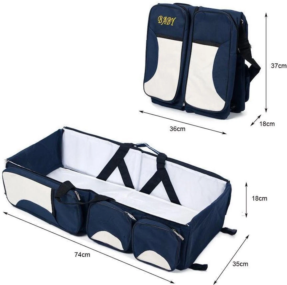 Merkloos Decopatent® Baby Bed - Luiertas - Reisbedje Voor Baby’s En Kleuters - Opvouwbare Reiswieg - Reisbed Met Matras - Reistas - Blauw 4 Merkloos Decopatent® Baby Bed - Luiertas - Reisbedje Voor Baby’s En Kleuters - Opvouwbare Reiswieg - Reisbed Met Matras - Reistas - Blauw - Afbeelding 2