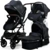Belecoo - Luxe Kinderwagen - 3-in-1 Buggy - Opklapbare Wandelwagen - Autostoel - Wieg - Multifunctioneel - Zwart