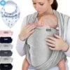 Makimaja Baby Sling - Licht Grijs - Hoge Kwaliteit 100% Natuurlijk Katoen Baby Sling - Baby Sling Pasgeborenen En Baby's Tot 15 Kg - Plus Inclusief: Baby Slabbetje -Babyproducten 1200x1200 1020