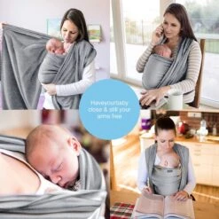 Makimaja Baby Sling - Licht Grijs - Hoge Kwaliteit 100% Natuurlijk Katoen Baby Sling - Baby Sling Pasgeborenen En Baby's Tot 15 Kg - Plus Inclusief: Baby Slabbetje -Babyproducten 1200x1200 1022