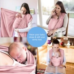 Makimaja Baby Sling - Roze - Hoge Kwaliteit 100% Natuurlijk Katoen Baby Sling - Baby Sling Pasgeborene En Baby's Tot 15 Kg - Plus Inclusief: Baby Slabbetje -Babyproducten 1200x1200 1055