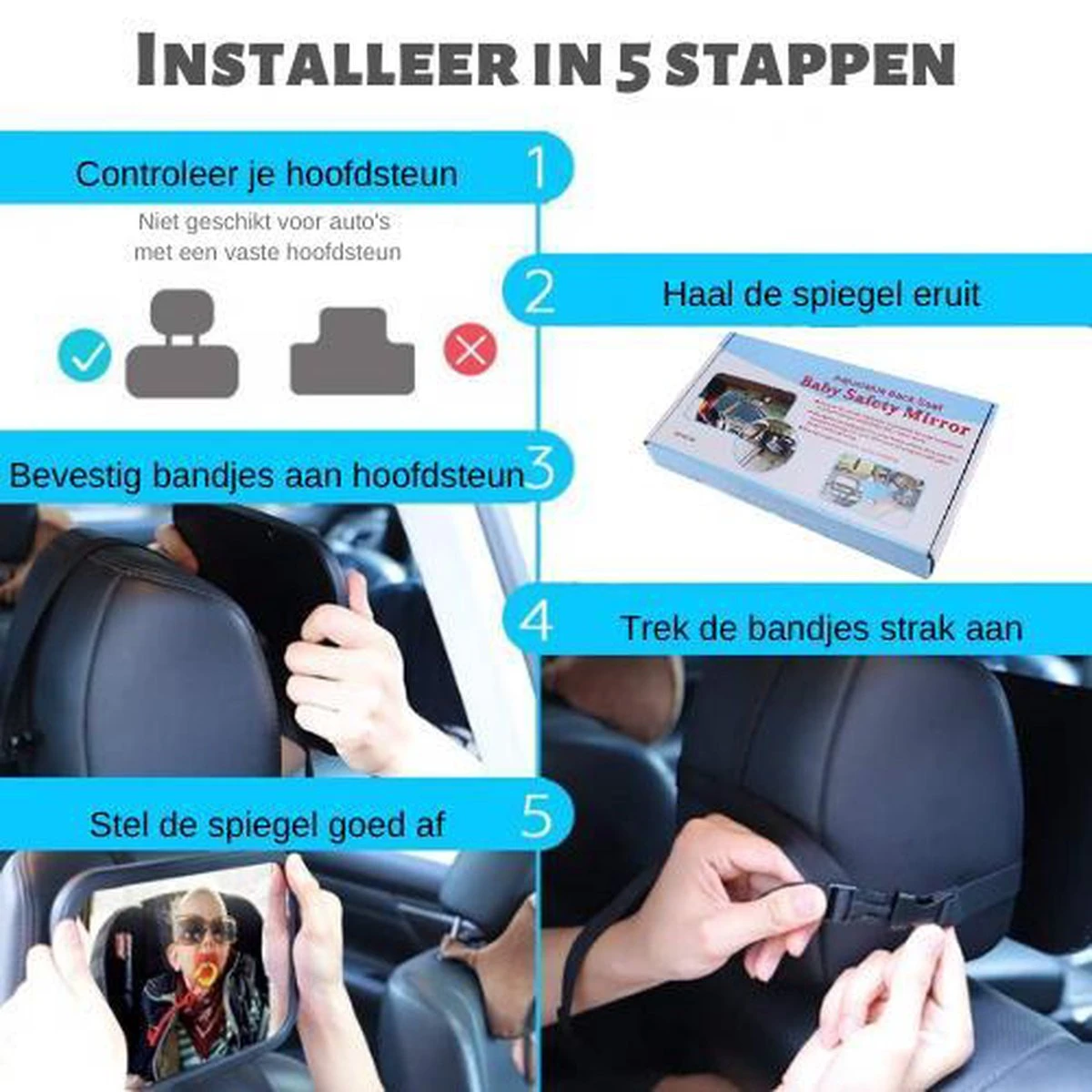 Autospiegel Baby - Maxi Cosi Spiegel - Baby Spiegel Auto - Achteruitkijkspiegel - Veiligheidsspiegel 6 Autospiegel Baby - Maxi Cosi Spiegel - Baby Spiegel Auto - Achteruitkijkspiegel - Veiligheidsspiegel - Afbeelding 4