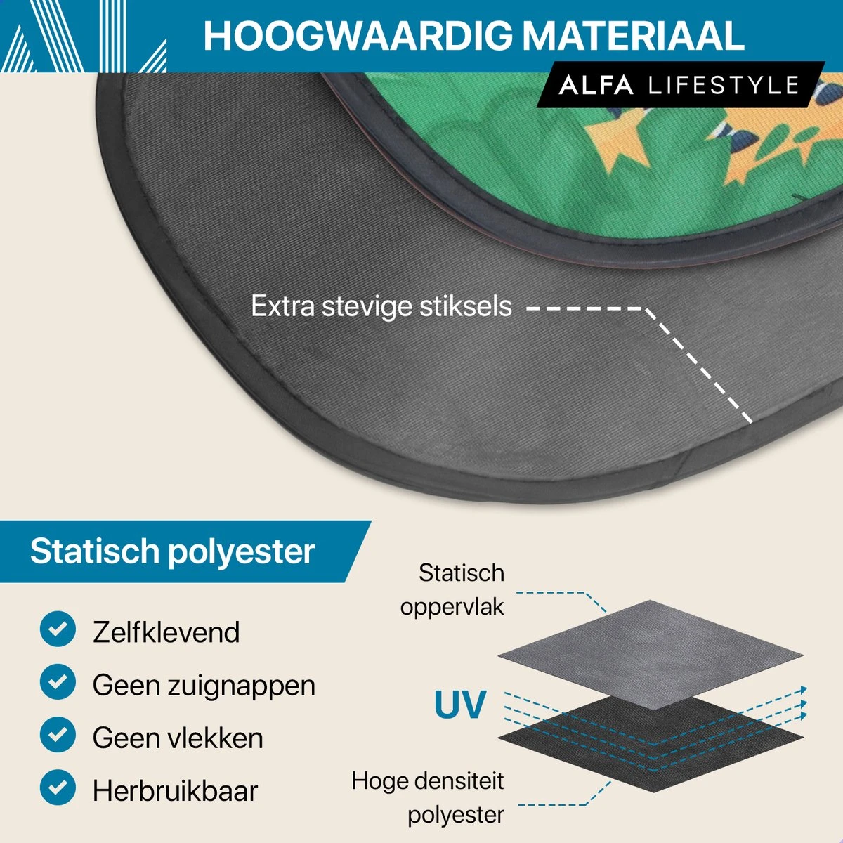 ALFA LIFESTYLE® Statische Zonneschermen – SHADE PRO V4- Jungle – Zonnescherm Auto Baby – UV Protectie Bescherming - 2 Stuks 4 ALFA LIFESTYLE® Statische Zonneschermen – SHADE PRO V4- Jungle – Zonnescherm Auto Baby – UV Protectie Bescherming - 2 Stuks - Afbeelding 2