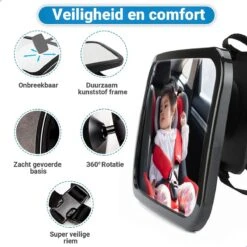 Verstelbare Baby Achteruitkijk Autospiegel - Auto Veiligheidsspiegel Baby - Achterbank Spiegel Baby - AutoSpiegel Baby - Babyspiegel Auto - Kinder Autospiegel - Zwart -Babyproducten 1200x1200 136