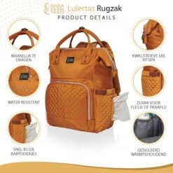 NanaBeebi Luiertas Rugzak Met Verschoonmatje - Cognac - Inclusief Flessenwarmhouder - Kinderwagenhaken En Isoleervak 16 NanaBeebi Luiertas Rugzak Met Verschoonmatje - Cognac - Inclusief Flessenwarmhouder - Kinderwagenhaken En Isoleervak -Babyproducten 1200x1200 1444