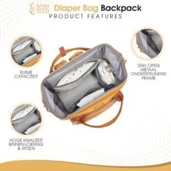 NanaBeebi Luiertas Rugzak Met Verschoonmatje - Cognac - Inclusief Flessenwarmhouder - Kinderwagenhaken En Isoleervak 19 NanaBeebi Luiertas Rugzak Met Verschoonmatje - Cognac - Inclusief Flessenwarmhouder - Kinderwagenhaken En Isoleervak -Babyproducten 1200x1200 1446