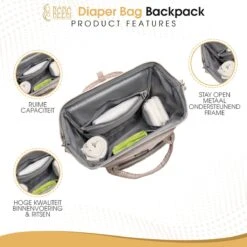 NanaBeebi Luiertas Rugzak Met Verschoonmatje - Beige Taupe - Inclusief Flessenwarmhouder - Kinderwagenhaken En Isoleervak -Babyproducten 1200x1200 1466