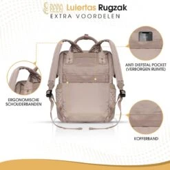 NanaBeebi Luiertas Rugzak Met Verschoonmatje - Beige Taupe - Inclusief Flessenwarmhouder - Kinderwagenhaken En Isoleervak -Babyproducten 1200x1200 1473