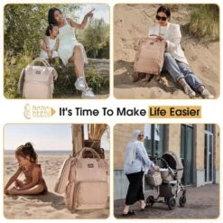 NanaBeebi Luiertas Rugzak Met Verschoonmatje - Beige Taupe - Inclusief Flessenwarmhouder - Kinderwagenhaken En Isoleervak -Babyproducten 1200x1200 1474