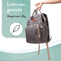 Luiertas Rugzak - Monx Luiertas Verzorgingstas Met Uitklapbaar Babybedje - Overzichtelijke Luierrugzak Extra Buggy En Kinderwagen Haken Inclusief Geïsoleerde Flessenhouder - Grijs -Babyproducten 1200x1200 1602