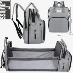 Merkloos LaGloss® Luiertas Rugtas Reiswieg Opvouwbaar GRIJS - Multifunctionele 2-in-1 Babytas - Travel Camping Reisbed Rugzak - Baby Bed Wieg Tas - Grijs -Babyproducten 1200x1200 1633
