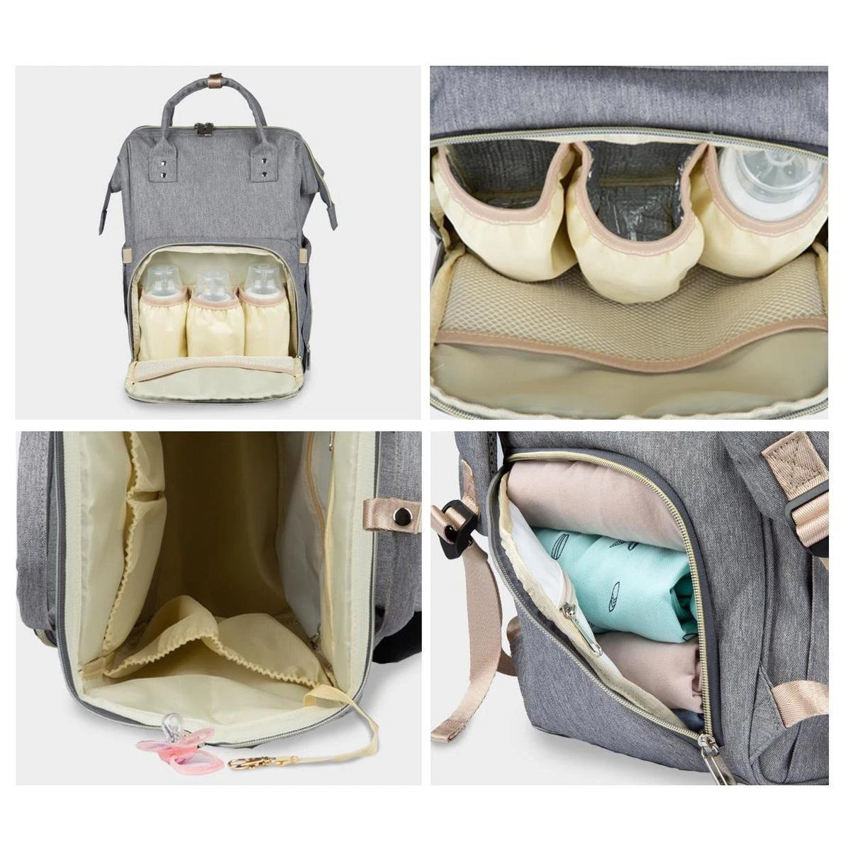 LifeGoods Luiertas Rugzak - Incl. Buggy En Kinderwagen Haken - Complete Set - 23.8 L - Grijs 4 LifeGoods Luiertas Rugzak - Incl. Buggy En Kinderwagen Haken - Complete Set - 23.8 L - Grijs - Afbeelding 2