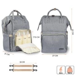 LifeGoods Luiertas Rugzak - Incl. Buggy En Kinderwagen Haken - Complete Set - 23.8 L - Grijs 17 LifeGoods Luiertas Rugzak - Incl. Buggy En Kinderwagen Haken - Complete Set - 23.8 L - Grijs -Babyproducten 1200x1200 1639