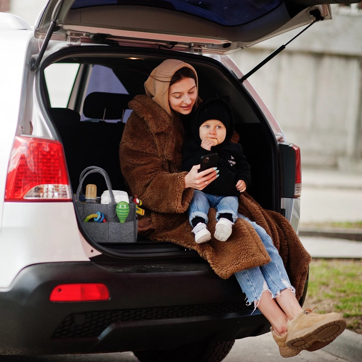 Relaxdays Luiertas Baby - Verzorgingstas Vilt - Organizer Luiers - Uitneembare Schotjes - Lichtgrijs 8 Relaxdays Luiertas Baby - Verzorgingstas Vilt - Organizer Luiers - Uitneembare Schotjes - Lichtgrijs - Afbeelding 6