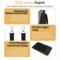 NanaBeebi Luiertas Rugzak Met Verschoonmatje - Zwart - Inclusief Flessenwarmhouder - Kinderwagenhaken En Isoleervak -Babyproducten 1200x1200 1656
