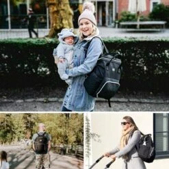 NanaBeebi Luiertas Rugzak Met Verschoonmatje - Zwart - Inclusief Flessenwarmhouder - Kinderwagenhaken En Isoleervak -Babyproducten 1200x1200 1659