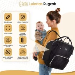 NanaBeebi Luiertas Rugzak Met Verschoonmatje - Zwart - Inclusief Flessenwarmhouder - Kinderwagenhaken En Isoleervak -Babyproducten 1200x1200 1661