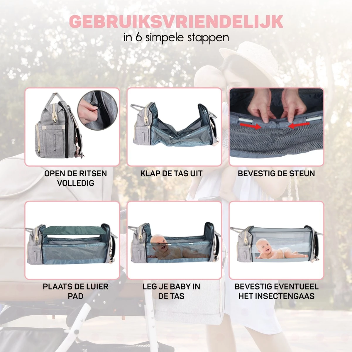 Vulpes BabyCare® Luiertas Rugzak - Luiertassen Met Babybed - Grote Luiertas Met Wieg- Luiertas Verzorgingstas Met Babybedje - Verzorgingsrugzak - Grijs 13 Vulpes BabyCare® Luiertas Rugzak - Luiertassen Met Babybed - Grote Luiertas Met Wieg- Luiertas Verzorgingstas Met Babybedje - Verzorgingsrugzak - Grijs - Afbeelding 11