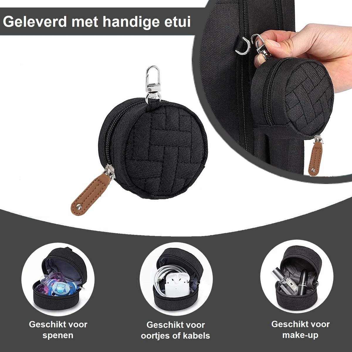 Luiertas Rugzak - Incl. Buggy / Kinderwagen Haken En Verschoningsmat - Complete Set - Zwart Van Zedar 6 Luiertas Rugzak - Incl. Buggy / Kinderwagen Haken En Verschoningsmat - Complete Set - Zwart Van Zedar - Afbeelding 4