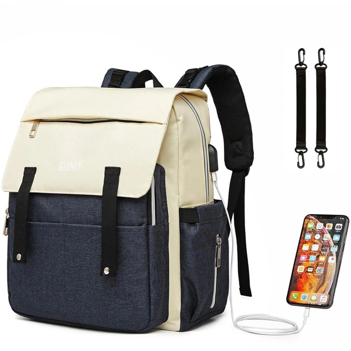 Miss Lulu Luier- En Verzorgingstas - Luiertas Met USB Oplaadstation - Baby Rug Tas Met Isoleervak - Reis Rugzak - Grote Capaciteit - Unisex/Jongens/Meisjes - Blauw (E1970 NY) 8 Miss Lulu Luier- En Verzorgingstas - Luiertas Met USB Oplaadstation - Baby Rug Tas Met Isoleervak - Reis Rugzak - Grote Capaciteit - Unisex/Jongens/Meisjes - Blauw (E1970 NY) - Afbeelding 6