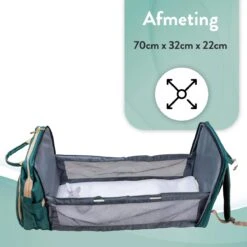 Luiertas Rugzak - Monx Luiertas Verzorgingstas Met Uitklapbaar Babybedje - Overzichtelijke Luierrugzak Extra Buggy En Kinderwagen Haken Inclusief Geïsoleerde Flessenhouder - Groen -Babyproducten 1200x1200 1719