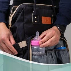 Luiertas Rugzak - Monx Luiertas Verzorgingstas Met Uitklapbaar Babybedje - Overzichtelijke Luierrugzak Extra Buggy En Kinderwagen Haken Inclusief Geïsoleerde Flessenhouder - Zwart -Babyproducten 1200x1200 1801