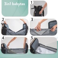 Luiertas Rugzak - Monx Luiertas Verzorgingstas Met Uitklapbaar Babybedje - Overzichtelijke Luierrugzak Extra Buggy En Kinderwagen Haken Inclusief Geïsoleerde Flessenhouder - Zwart -Babyproducten 1200x1200 1807