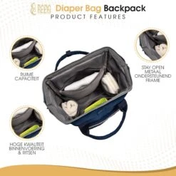 NanaBeebi Luiertas - Rugzak - Met Isoleervak - Blauw- Inclusief Flessenwarmhouder En Kinderwagenhaken 18 NanaBeebi Luiertas - Rugzak - Met Isoleervak - Blauw- Inclusief Flessenwarmhouder En Kinderwagenhaken -Babyproducten 1200x1200 1839