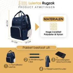 NanaBeebi Luiertas - Rugzak - Met Isoleervak - Blauw- Inclusief Flessenwarmhouder En Kinderwagenhaken 19 NanaBeebi Luiertas - Rugzak - Met Isoleervak - Blauw- Inclusief Flessenwarmhouder En Kinderwagenhaken -Babyproducten 1200x1200 1840