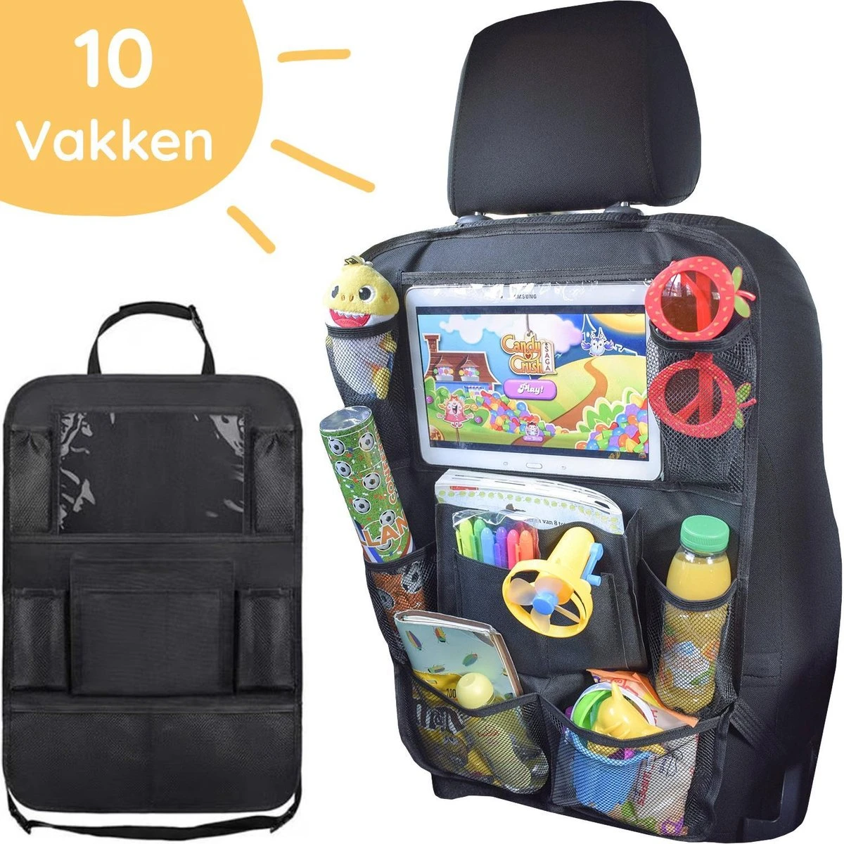 Merkloos Autostoel Organizer Met Tablet Houder - Universele Autostoel Beschermer - Autostoel Hoes Voor Kinderen 3 Merkloos Autostoel Organizer Met Tablet Houder - Universele Autostoel Beschermer - Autostoel Hoes Voor Kinderen