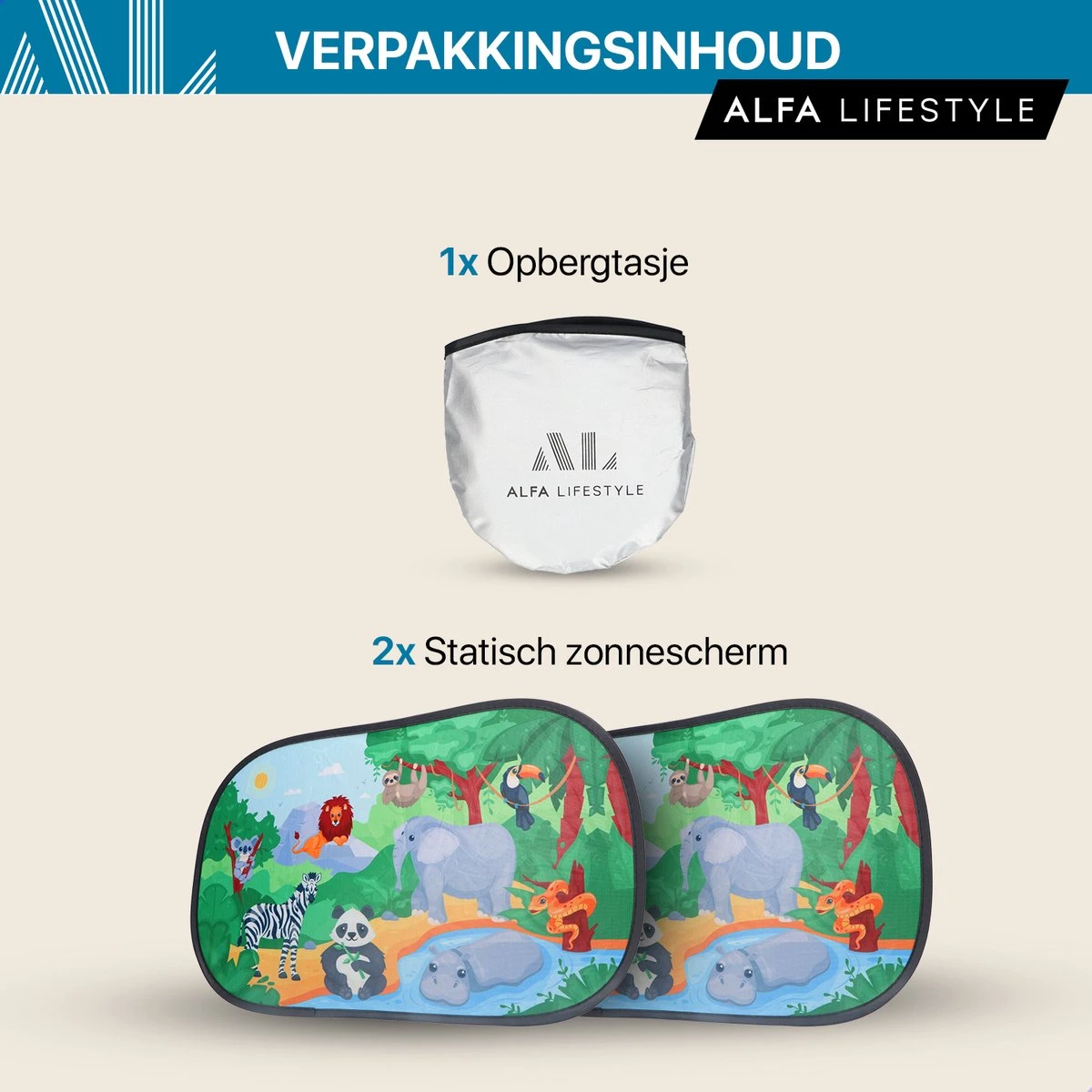 ALFA LIFESTYLE® Statische Zonneschermen – SHADE PRO V4- Jungle – Zonnescherm Auto Baby – UV Protectie Bescherming - 2 Stuks 10 ALFA LIFESTYLE® Statische Zonneschermen – SHADE PRO V4- Jungle – Zonnescherm Auto Baby – UV Protectie Bescherming - 2 Stuks - Afbeelding 8