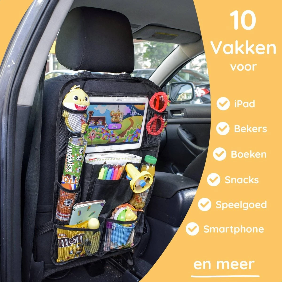 Merkloos Autostoel Organizer Met Tablet Houder - Universele Autostoel Beschermer - Autostoel Hoes Voor Kinderen 5 Merkloos Autostoel Organizer Met Tablet Houder - Universele Autostoel Beschermer - Autostoel Hoes Voor Kinderen - Afbeelding 3