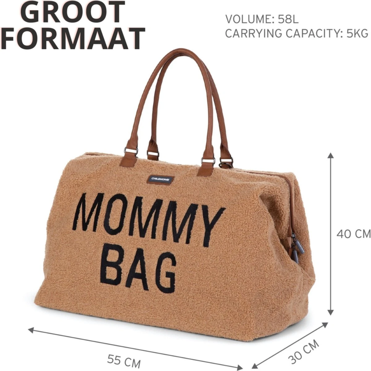Childhome Mommy Bag Groot - Teddy - Beige 8 Childhome Mommy Bag Groot - Teddy - Beige - Afbeelding 6